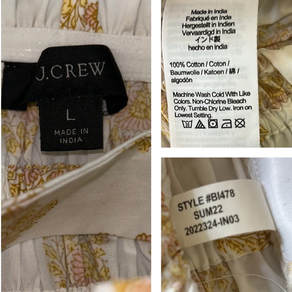 NWOT J. Crew White Smocked Crop Tank Tube Top in Gathered Floral Block Print - L - Picture 14 of 15